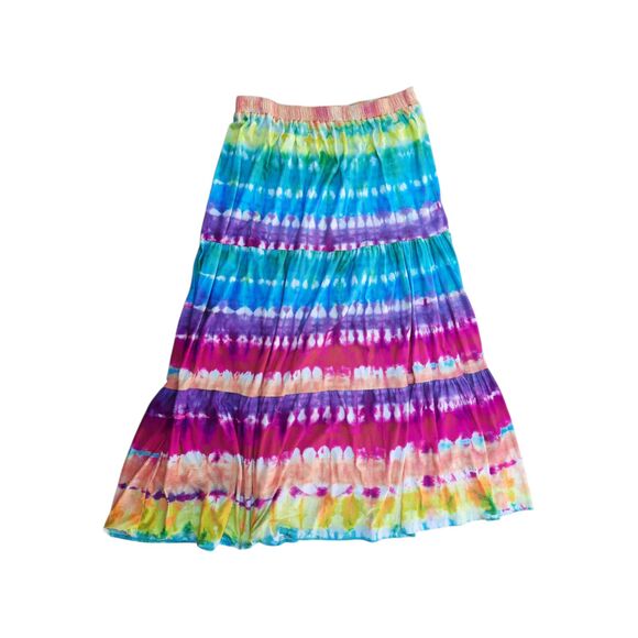 PIXIE LADY 2X Plus Size Floral Gradient Tie Dye Retro Orange Skirt - Picture 1 of 3